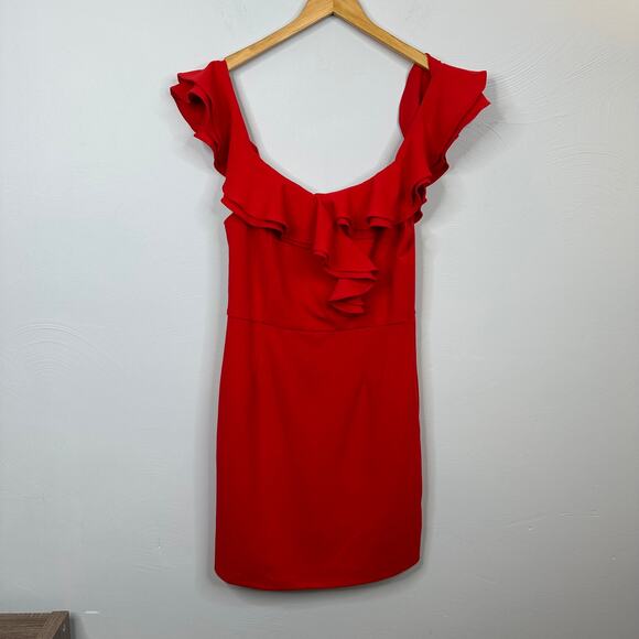 Lulus Dance Floor Diva Red Ruffled Bodycon Dress - Picture 3 of 9